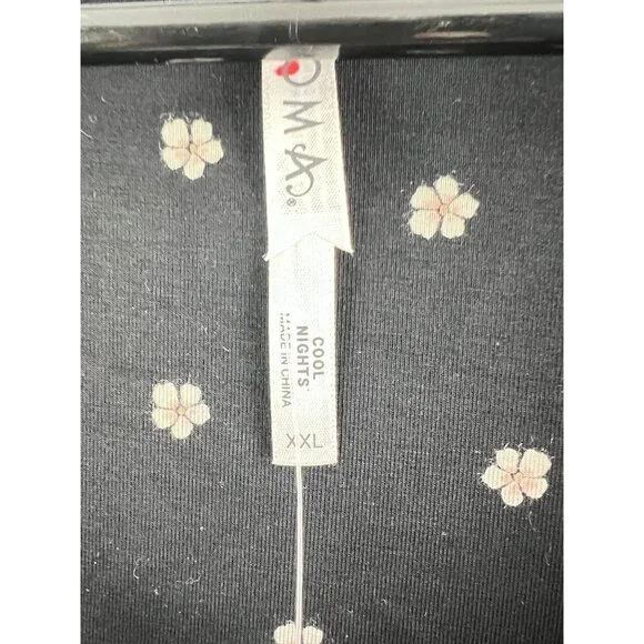 Soma Cool Nights Short Sleeve Sleepshirt Plumeria Dot Black sz XXL - Picture 4 of 6